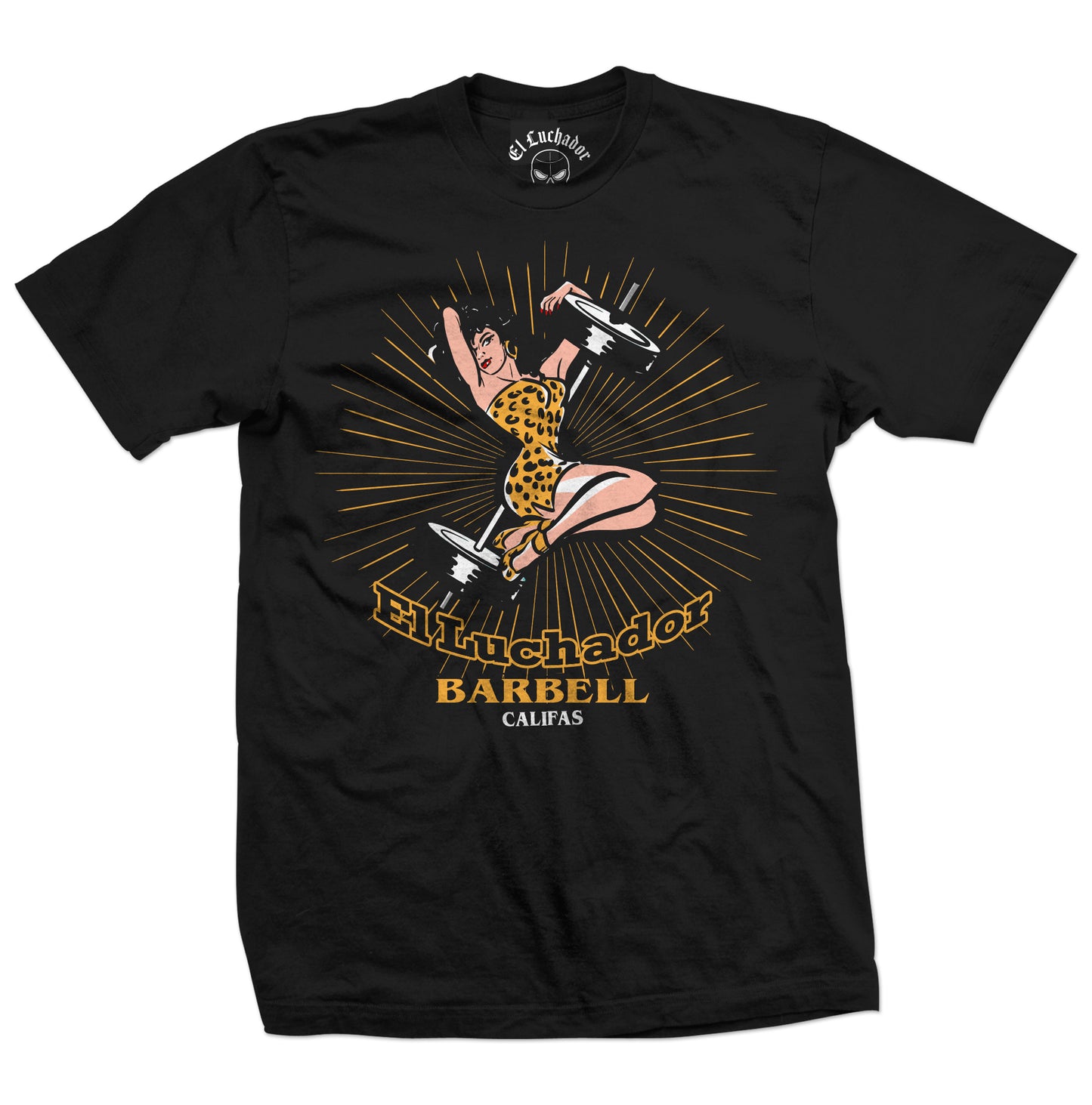 El Luchador Barbell Pinup Tee